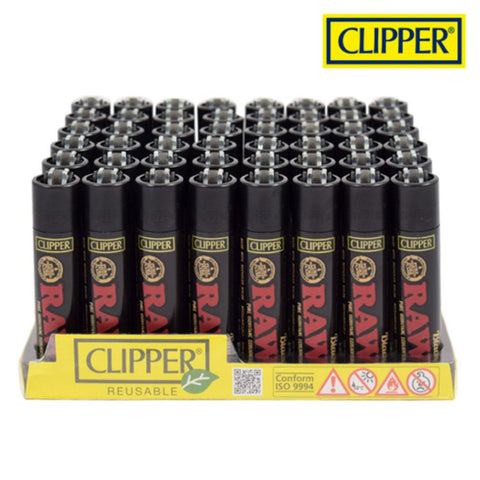 RAW Clipper Lighters – Black – 48/Tray