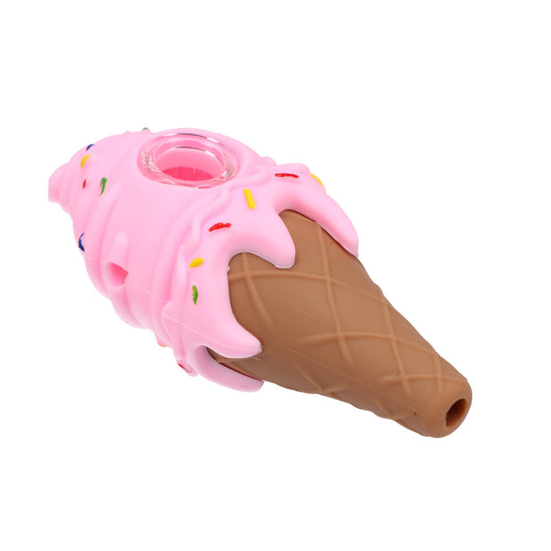 4.5inch ice cream style silicone hand pipe with glass bowl