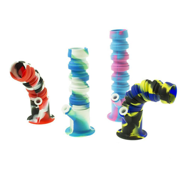 11.5inch Flexible Straight Water Pipe with Glass Bowl Assorted Colors